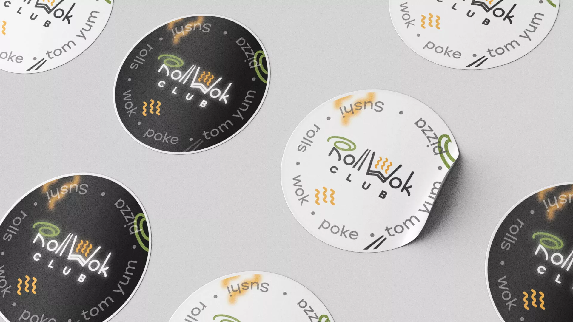 Разработка наклеек для суши-бара «Roll Wok Club» в Вытегре